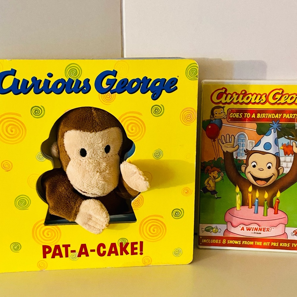 Curious George DVD 90 Minutes Brand New Sealed & Puppet Pat-A-Cake Book
